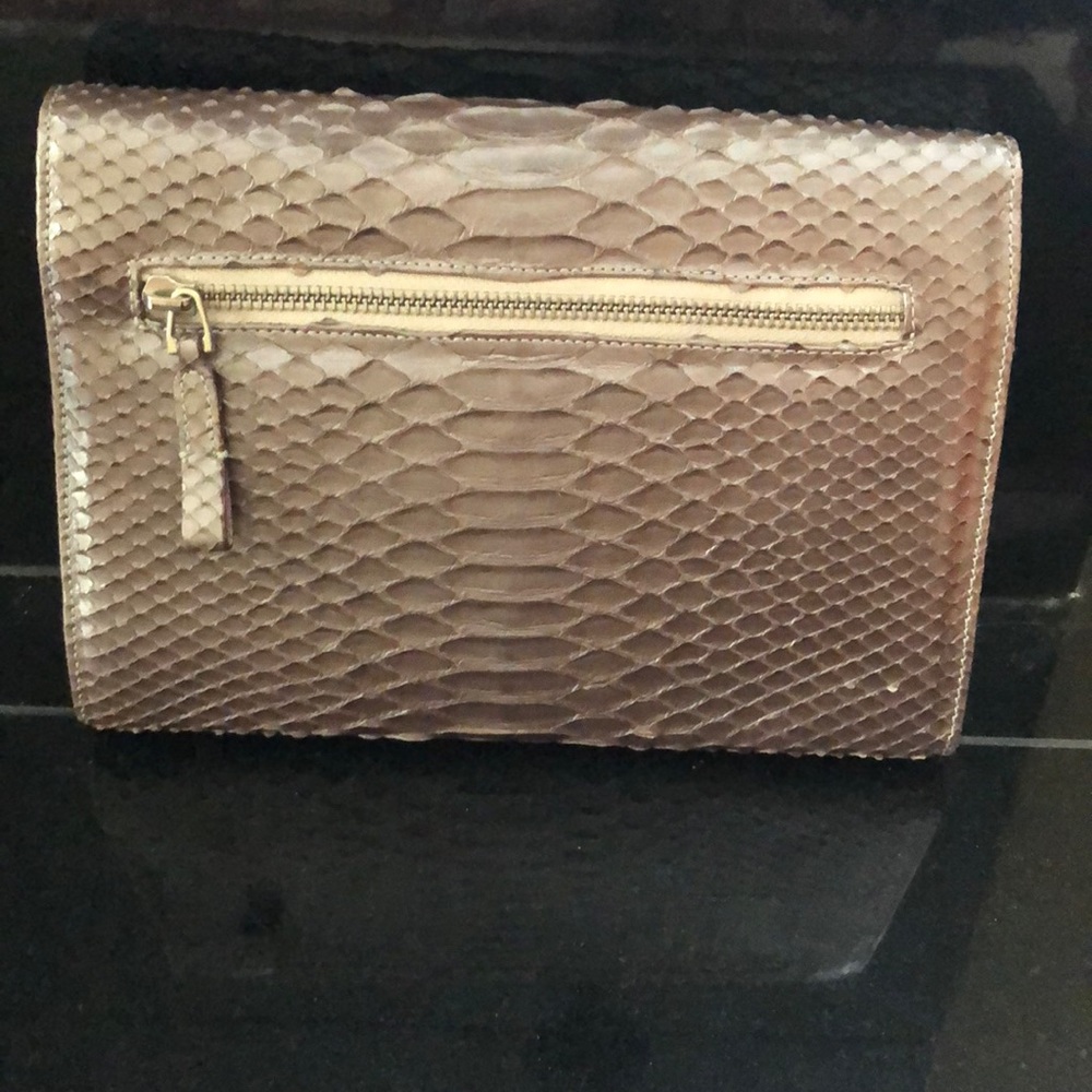 Python Metallic Clutch W/ Strap - image 5